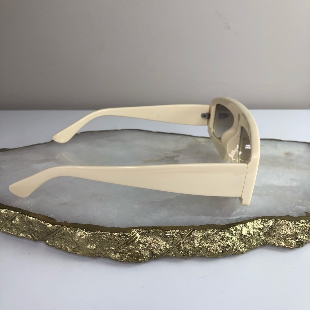 Vintage Cream Rectangular Sunglasses - Picture 4 of 5